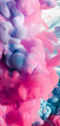 This phone live wallpaper features an eye-catching and trending close-up image of a colorful ink explosion