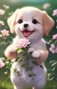 Flower Plant Dog Live Wallpaper