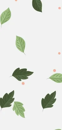 This phone live wallpaper features a beautiful leaf and dot pattern on a clean white background