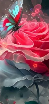 Get ready to immerse yourself in a stunning live wallpaper featuring a close-up of a beautiful flower with a butterfly perched on it