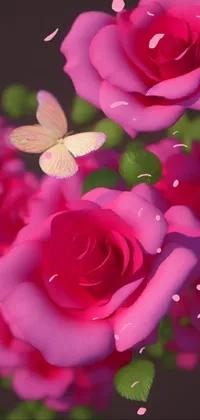 Get lost in the beauty of nature on your phone with this stunning live wallpaper! Featuring a close up of pink roses, this 3D-rendered artwork showcases a bouquet of blossoming flowers that look incredibly lifelike