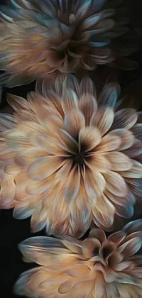 This live wallpaper for your phone features a stunning close-up of a bouquet of beautiful flowers with a black background