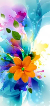 This colorful phone live wallpaper showcases a beautiful, vector art flower in close-up against a clean white background