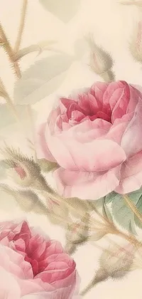 This pink rose live wallpaper is a digital rendering of a romantic pink rose painting
