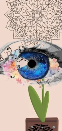 This live wallpaper features a captivating digital painting of an eye with a flower positioned at its forefront, available on Pixabay