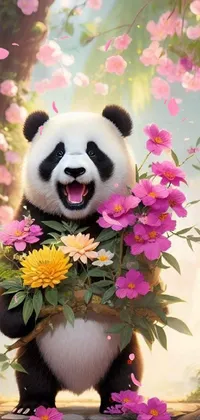 Flower Plant Panda Live Wallpaper