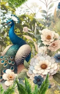 Flower Plant Peafowl Live Wallpaper