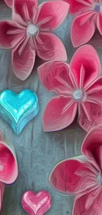 This beautiful live wallpaper for your phone showcases a stunning bouquet of paper flowers displayed on a table