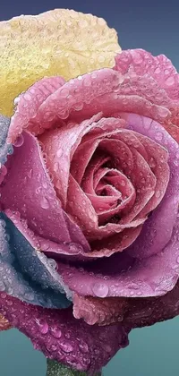 This phone live wallpaper features a photorealistic painting of pastel roses up close with water droplets on them