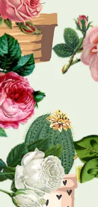 This live wallpaper for phones features a beautiful digital art depiction of assorted flowers in the style of Christoffer Wilhelm Eckersberg