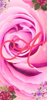 This stunning live wallpaper depicts a pink rose with green leaves, rendered digitally