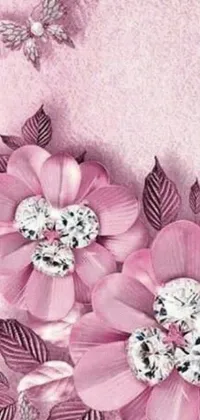 This beautiful phone live wallpaper features a charming pink floral scene, complete with two lovely flowers resting on a soft pink blanket
