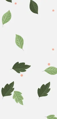 This lively phone live wallpaper features a serene white background adorned with lush green leaves