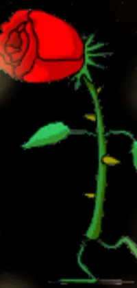 This stunning phone live wallpaper features a beautiful red rose perched delicately on a green stem, providing a captivating pop of color for your device
