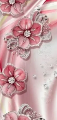 Get lost in a stunning pink flower bouquet sitting on a soft cloth in this beautiful phone live wallpaper