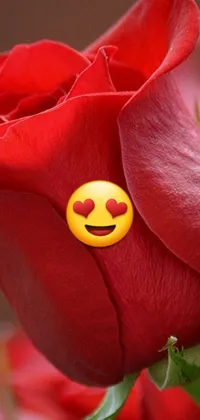 Looking for a cheerful and lively wallpaper to embellish your Android device screen? Look no further than this vibrant and expressive live wallpaper! With a red rose presenting a friendly smiley face, the unique picture will definitely stand out and give your screen a colorful and lively charm