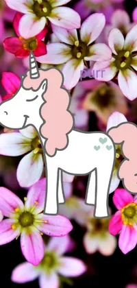 This stunning live wallpaper features a vibrant close-up image of a flower, adorned with a magical unicorn