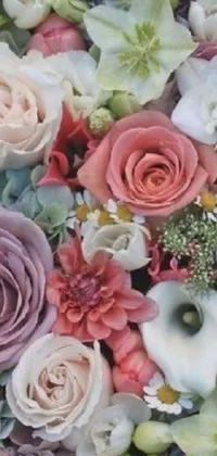 Add sophistication and charm to your phone with this close-up live wallpaper of ornate flowers