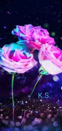 This breathtaking live wallpaper showcases a pair of beautiful pink roses on your phone's screen