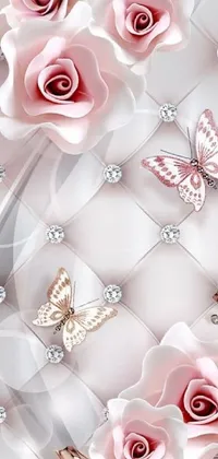 This live wallpaper boasts a captivating display of white and pink cloth adorned with intricate jewelry and shiny crystals