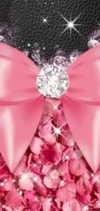 This stunning pink bow and rose petal phone live wallpaper combines elegance and whimsy