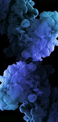 This live phone wallpaper showcases mesmerizing vibrant blue smoke set against a black background