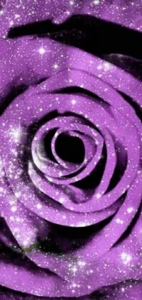 Looking for the perfect phone live wallpaper? Look no further than this stunning purple rose with stars and glitter tornados in the background