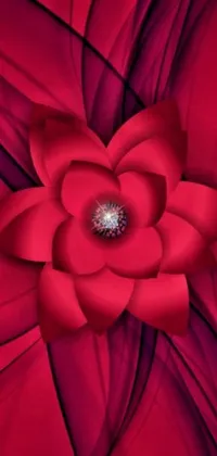This beautiful phone live wallpaper is a close-up of a red flower set against a matching red digital art background