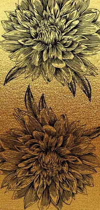 Introducing a stunning phone live wallpaper featuring a gorgeous hand-drawn floral design against a luxurious gold background
