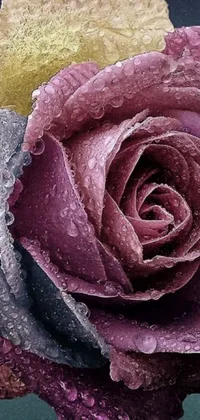 This live wallpaper features a close-up of a flower with water droplets on it