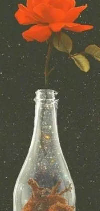 Enhance your phone with this magical live wallpaper featuring a glass bottle with a blooming flower inside