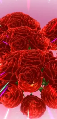 This phone live wallpaper features stunning red roses seated atop a table, set against a kaleidoscopic background, with gentle breezes causing the flowers to sway