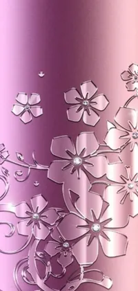 This stunning phone live wallpaper features an intricate vector art design of flowers and foliage on a metal plate