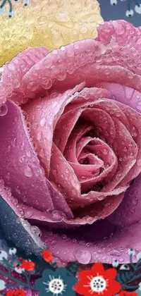 This stunning live wallpaper features a photorealistic close up of a beautiful flower with water droplets on it