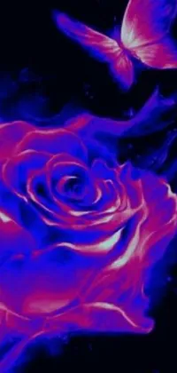 This phone live wallpaper showcases a bold image of a red rose against a dark background, digitally painted and inspired by classic art