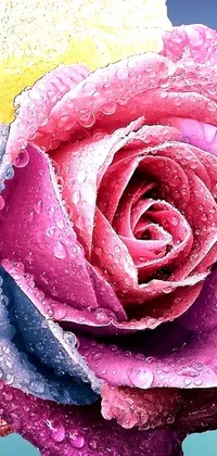 This stunning phone live wallpaper showcases a highly detailed painting of a pastel rose