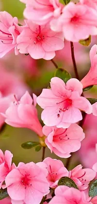 This mobile live wallpaper showcases a close-up of pink flowers