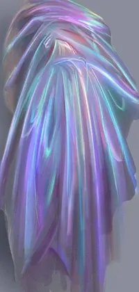 This vivid phone live wallpaper features a purple and blue dress draped on a mannequin