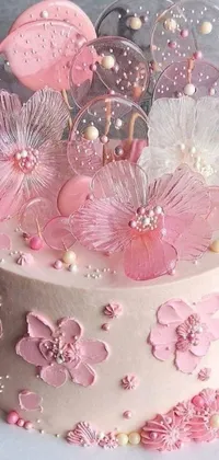 This live wallpaper features a stunning close-up of a cake on a plate, designed in an art nouveau style with pastel colors that evoke a Tumblr-esque aesthetic