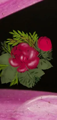 This live phone wallpaper features a digital painting of a red rose placed on a purple chair