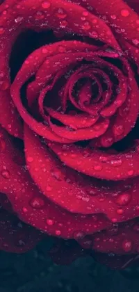 This phone live wallpaper boasts a stunning red rose, embellished with sparkling water droplets