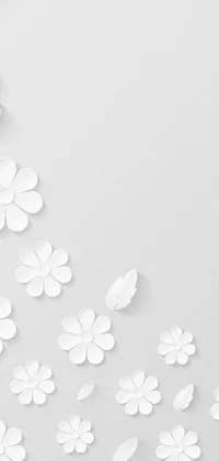 This phone live wallpaper features a stunning white background with paper flowers and butterflies