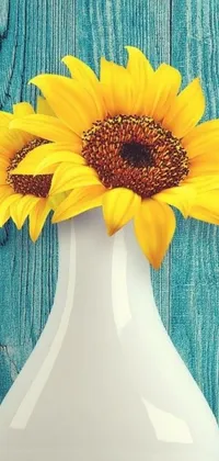 This phone live wallpaper displays a digital art image of a white vase