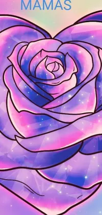 This stunning live wallpaper depicts a bright pink rose in the shape of a heart, surrounded by a beautiful, psychedelic digital art
