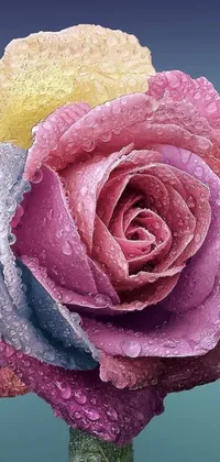 Adorn your phone with a beautiful hyperrealistic live wallpaper showcasing a close-up shot of a pastel rose