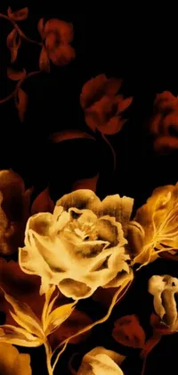 This stunning live wallpaper features a digitally rendered, floral painting against a sleek black background
