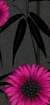This phone live wallpaper boasts a vivid 3D digital rendering of a pink flower set against a black background