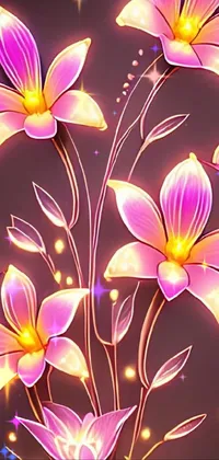 This pink flower live wallpaper features beautiful digital art with intricate line work and dynamic movements