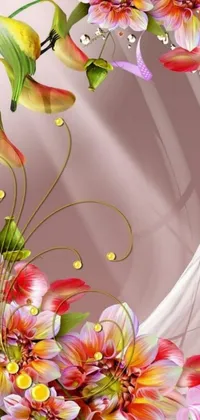 Create a beautiful and elegant phone background with this mirror live wallpaper featuring a bouquet of colorful flowers