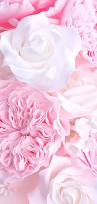 Get lost in the beauty of this stunning phone live wallpaper featuring a close-up shot of a wedding cake decorated with pink and white flowers